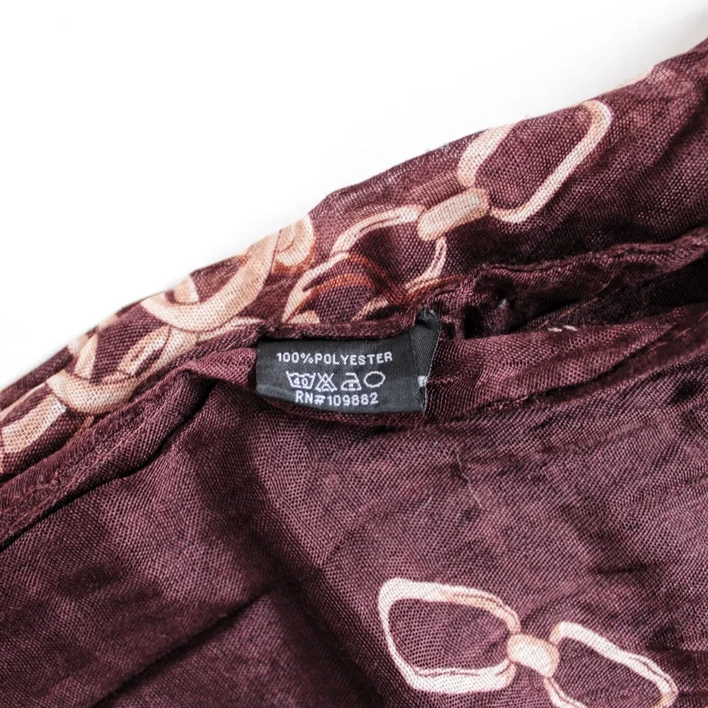 Y2K Brown Chain Print Baroque Square Scarf